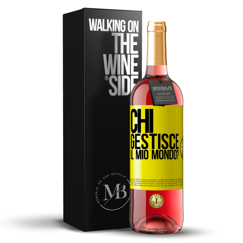 29,95 € Spedizione Gratuita | Vino rosato Edizione ROSÉ chi gestisce il mio mondo? Etichetta Gialla. Etichetta personalizzabile Vino giovane Raccogliere 2024 Tempranillo