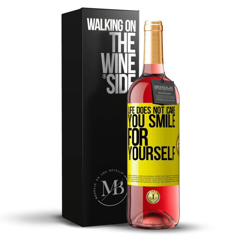 29,95 € Free Shipping | Rosé Wine ROSÉ Edition Life does not care, you smile for yourself Yellow Label. Customizable label Young wine Harvest 2023 Tempranillo