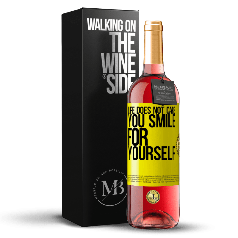 29,95 € Free Shipping | Rosé Wine ROSÉ Edition Life does not care, you smile for yourself Yellow Label. Customizable label Young wine Harvest 2024 Tempranillo