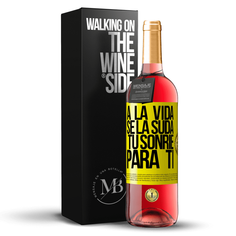 29,95 € Envío gratis | Vino Rosado Edición ROSÉ A la vida se la suda, tú sonríe para ti Etiqueta Amarilla. Etiqueta personalizable Vino joven Cosecha 2024 Tempranillo