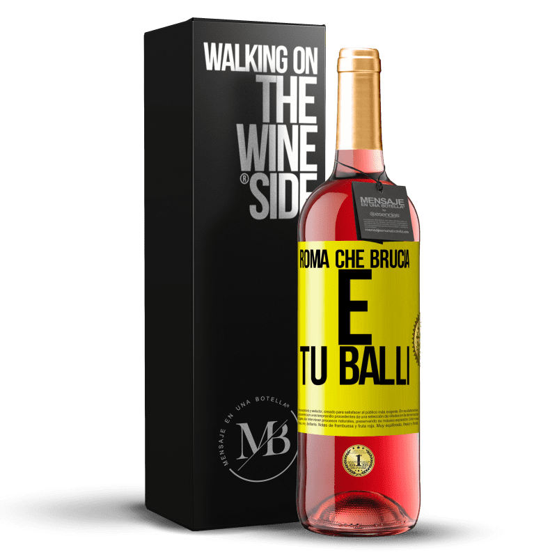 29,95 € Spedizione Gratuita | Vino rosato Edizione ROSÉ Roma che brucia e tu balli Etichetta Gialla. Etichetta personalizzabile Vino giovane Raccogliere 2023 Tempranillo