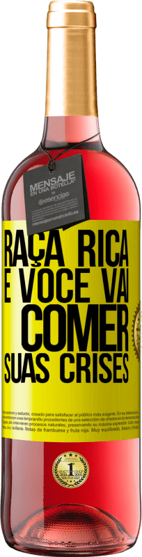 29,95 € | Vinho rosé Edição ROSÉ Raça rica e você vai comer suas crises Etiqueta Amarela. Etiqueta personalizável Vinho jovem Colheita 2024 Tempranillo