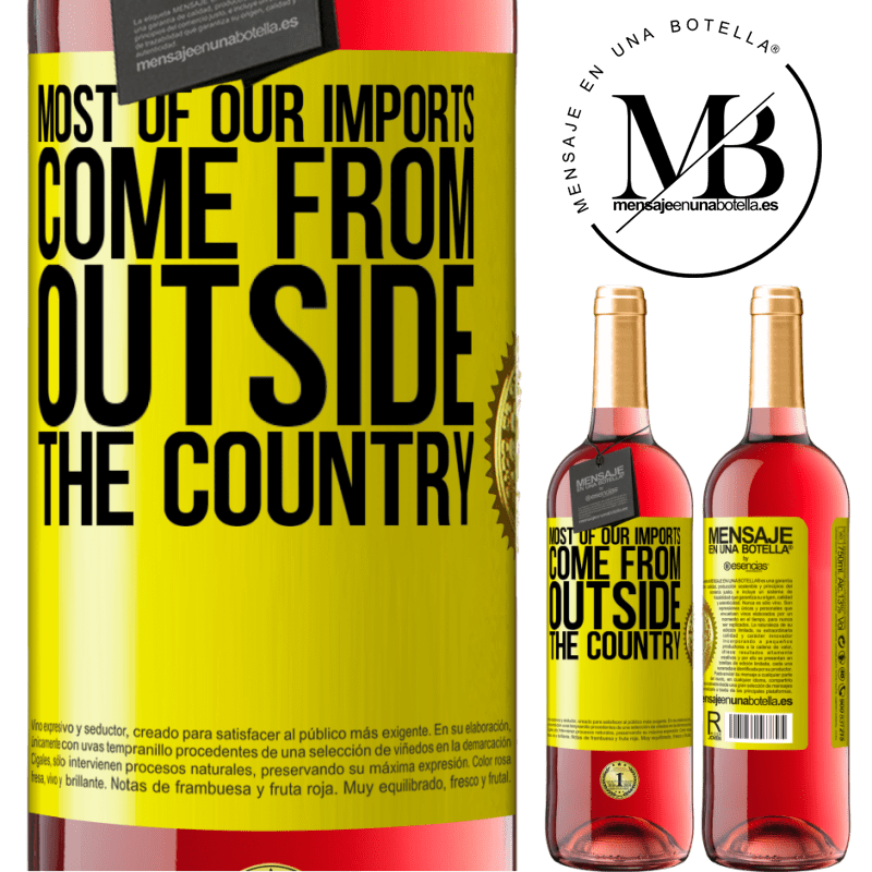 29,95 € Free Shipping | Rosé Wine ROSÉ Edition Most of our imports come from outside the country Yellow Label. Customizable label Young wine Harvest 2021 Tempranillo