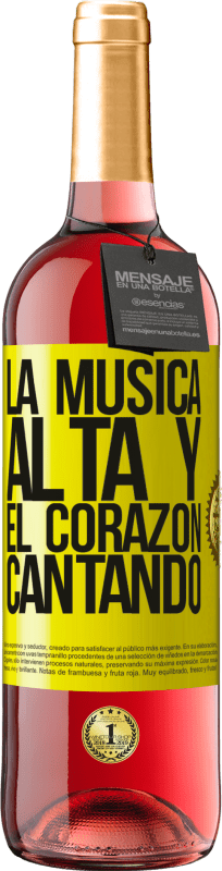 29,95 € | Vino Rosado Edición ROSÉ La música alta y el corazón cantando Etiqueta Amarilla. Etiqueta personalizable Vino joven Cosecha 2024 Tempranillo