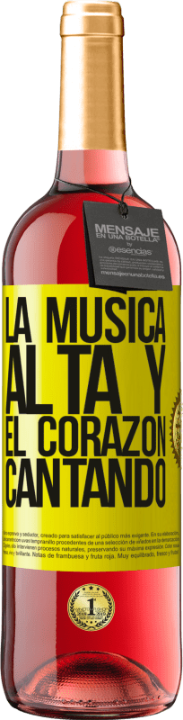 29,95 € Envío gratis | Vino Rosado Edición ROSÉ La música alta y el corazón cantando Etiqueta Amarilla. Etiqueta personalizable Vino joven Cosecha 2025 Tempranillo
