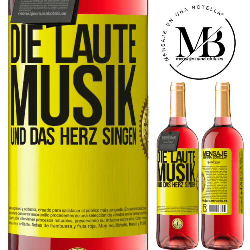 29,95 € Kostenloser Versand | Roséwein ROSÉ Ausgabe Musik laut und Herz singend Gelbes Etikett. Anpassbares Etikett Junger Wein Ernte 2023 Tempranillo