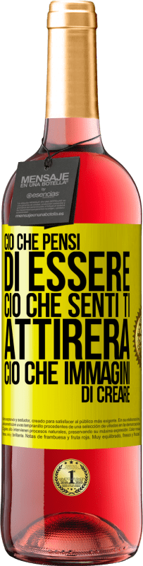 29,95 € | Vino rosato Edizione ROSÉ Ciò che pensi di essere, ciò che senti ti attirerà, ciò che immagini di creare Etichetta Gialla. Etichetta personalizzabile Vino giovane Raccogliere 2024 Tempranillo