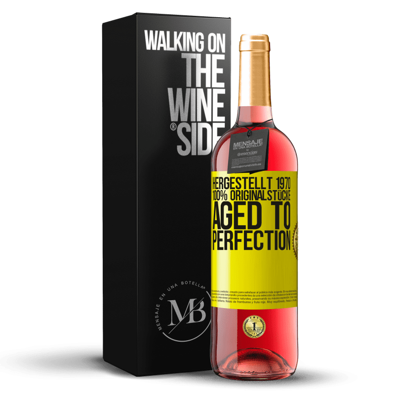 29,95 € Kostenloser Versand | Roséwein ROSÉ Ausgabe Hergestellt 1970, 100% Originalstücke. Aged to perfection Gelbes Etikett. Anpassbares Etikett Junger Wein Ernte 2025 Tempranillo