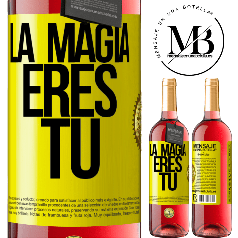 29,95 € Envío gratis | Vino Rosado Edición ROSÉ La magia eres tú Etiqueta Amarilla. Etiqueta personalizable Vino joven Cosecha 2024 Tempranillo