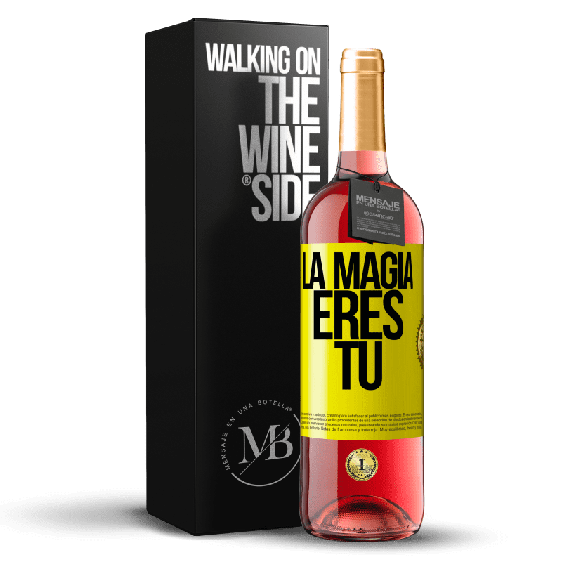 29,95 € Envío gratis | Vino Rosado Edición ROSÉ La magia eres tú Etiqueta Amarilla. Etiqueta personalizable Vino joven Cosecha 2024 Tempranillo
