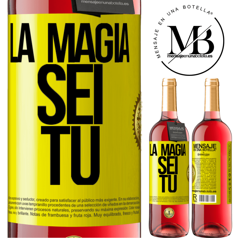 29,95 € Spedizione Gratuita | Vino rosato Edizione ROSÉ La magia sei tu Etichetta Gialla. Etichetta personalizzabile Vino giovane Raccogliere 2024 Tempranillo