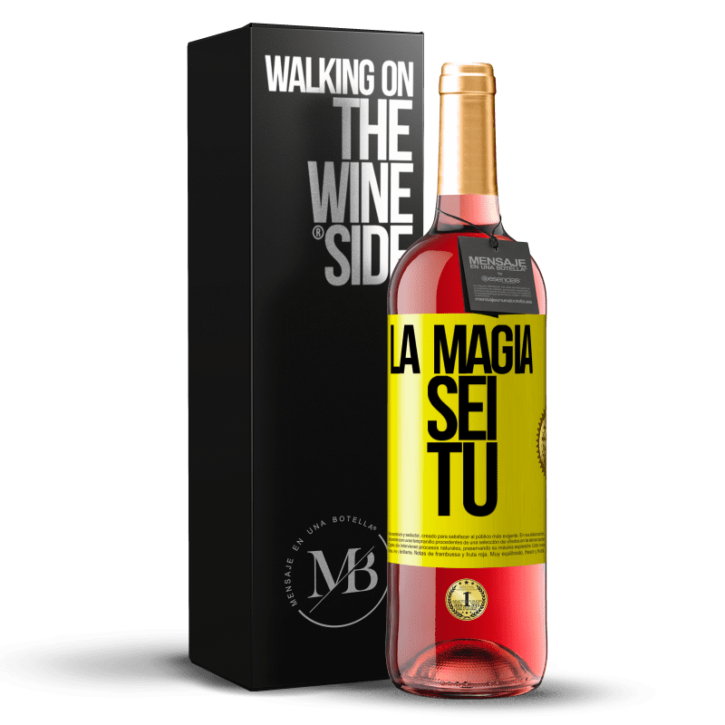 29,95 € Spedizione Gratuita | Vino rosato Edizione ROSÉ La magia sei tu Etichetta Gialla. Etichetta personalizzabile Vino giovane Raccogliere 2025 Tempranillo