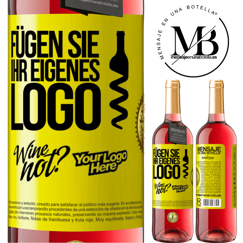 29,95 € Kostenloser Versand | Roséwein ROSÉ Ausgabe Füge dein eigenes Logo hinzu Gelbes Etikett. Anpassbares Etikett Junger Wein Ernte 2024 Tempranillo