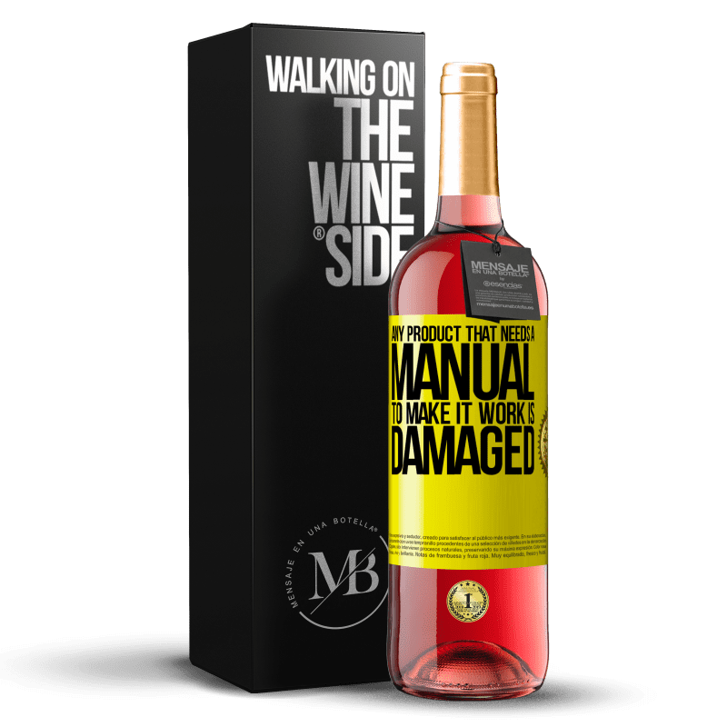 29,95 € Free Shipping | Rosé Wine ROSÉ Edition Any product that needs a manual to make it work is damaged Yellow Label. Customizable label Young wine Harvest 2023 Tempranillo
