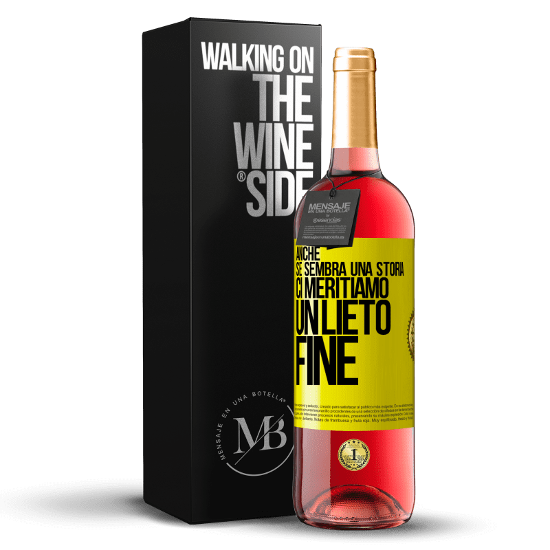 29,95 € Spedizione Gratuita | Vino rosato Edizione ROSÉ Anche se sembra una storia, ci meritiamo un lieto fine Etichetta Gialla. Etichetta personalizzabile Vino giovane Raccogliere 2023 Tempranillo