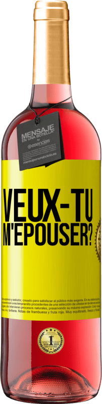 Envoi gratuit | Vin rosé Édition ROSÉ Veux-tu m'épouser? Étiquette Jaune. Étiquette personnalisable Vin jeune Récolte 2023 Tempranillo