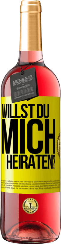 Kostenloser Versand | Roséwein ROSÉ Ausgabe Willst du mich heiraten? Gelbes Etikett. Anpassbares Etikett Junger Wein Ernte 2023 Tempranillo