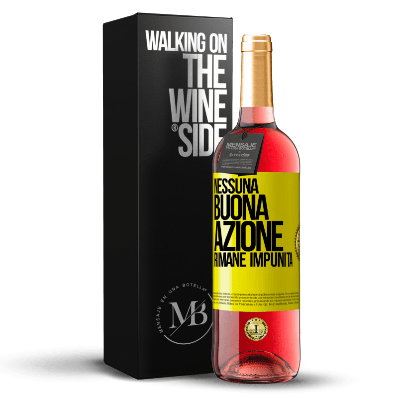 29,95 € Spedizione Gratuita | Vino rosato Edizione ROSÉ Nessuna buona azione rimane impunita Etichetta Gialla. Etichetta personalizzabile Vino giovane Raccogliere 2023 Tempranillo