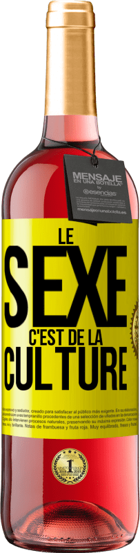 Envoi gratuit | Vin rosé Édition ROSÉ Le sexe c'est de la culture Étiquette Jaune. Étiquette personnalisable Vin jeune Récolte 2023 Tempranillo