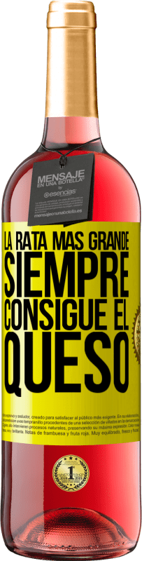 29,95 € | Vino Rosado Edición ROSÉ La rata más grande siempre consigue el queso Etiqueta Amarilla. Etiqueta personalizable Vino joven Cosecha 2024 Tempranillo