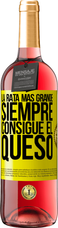 29,95 € | Vino Rosado Edición ROSÉ La rata más grande siempre consigue el queso Etiqueta Amarilla. Etiqueta personalizable Vino joven Cosecha 2025 Tempranillo