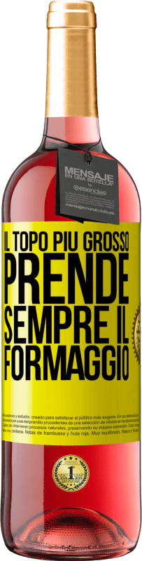 Spedizione Gratuita | Vino rosato Edizione ROSÉ Il topo più grosso prende sempre il formaggio Etichetta Gialla. Etichetta personalizzabile Vino giovane Raccogliere 2023 Tempranillo