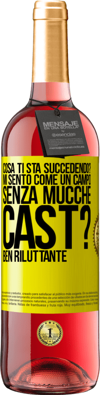 29,95 € Spedizione Gratuita | Vino rosato Edizione ROSÉ Cosa ti sta succedendo? Mi sento come un campo senza mucche. Cast? Ben riluttante Etichetta Gialla. Etichetta personalizzabile Vino giovane Raccogliere 2023 Tempranillo