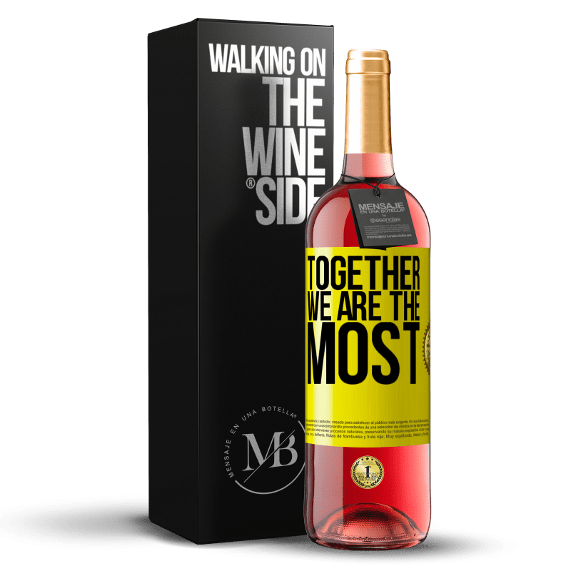 29,95 € Бесплатная доставка | Розовое вино Издание ROSÉ Вместе мы самые Желтая этикетка. Настраиваемая этикетка Молодое вино Урожай 2023 Tempranillo