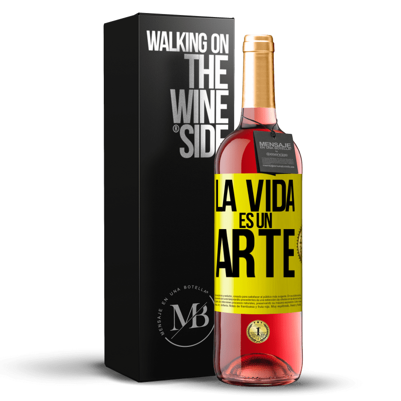 29,95 € Envío gratis | Vino Rosado Edición ROSÉ La vida es un arte Etiqueta Amarilla. Etiqueta personalizable Vino joven Cosecha 2023 Tempranillo