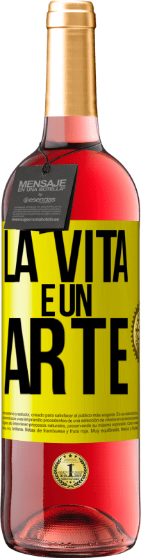 29,95 € Spedizione Gratuita | Vino rosato Edizione ROSÉ La vita è un'arte Etichetta Gialla. Etichetta personalizzabile Vino giovane Raccogliere 2025 Tempranillo