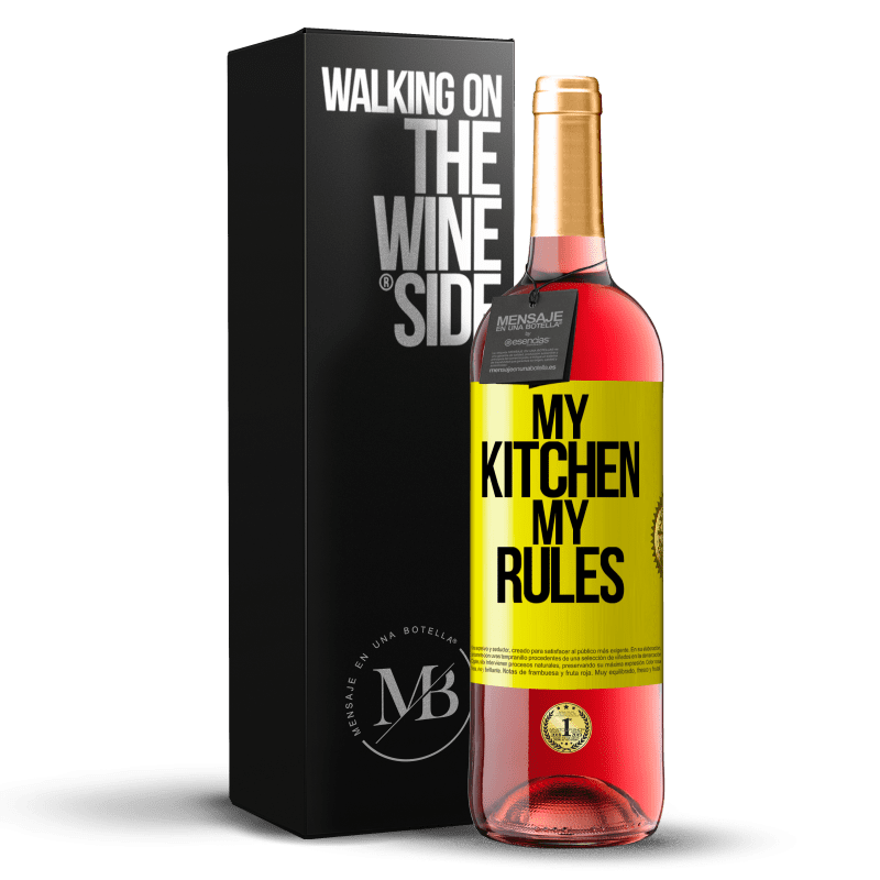 29,95 € Free Shipping | Rosé Wine ROSÉ Edition My kitchen, my rules Yellow Label. Customizable label Young wine Harvest 2023 Tempranillo