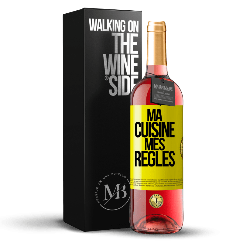 29,95 € Envoi gratuit | Vin rosé Édition ROSÉ Ma cuisine, mes règles Étiquette Jaune. Étiquette personnalisable Vin jeune Récolte 2024 Tempranillo