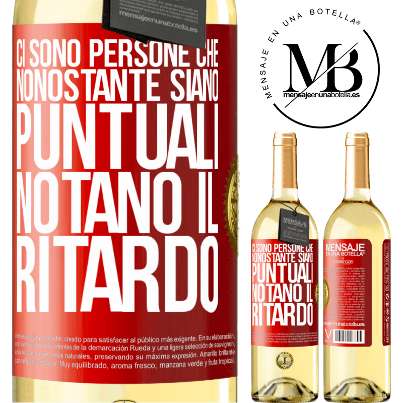 29,95 € Spedizione Gratuita | Vino bianco Edizione WHITE Ci sono persone che, nonostante siano puntuali, notano il ritardo Etichetta Rossa. Etichetta personalizzabile Vino giovane Raccogliere 2025 Verdejo