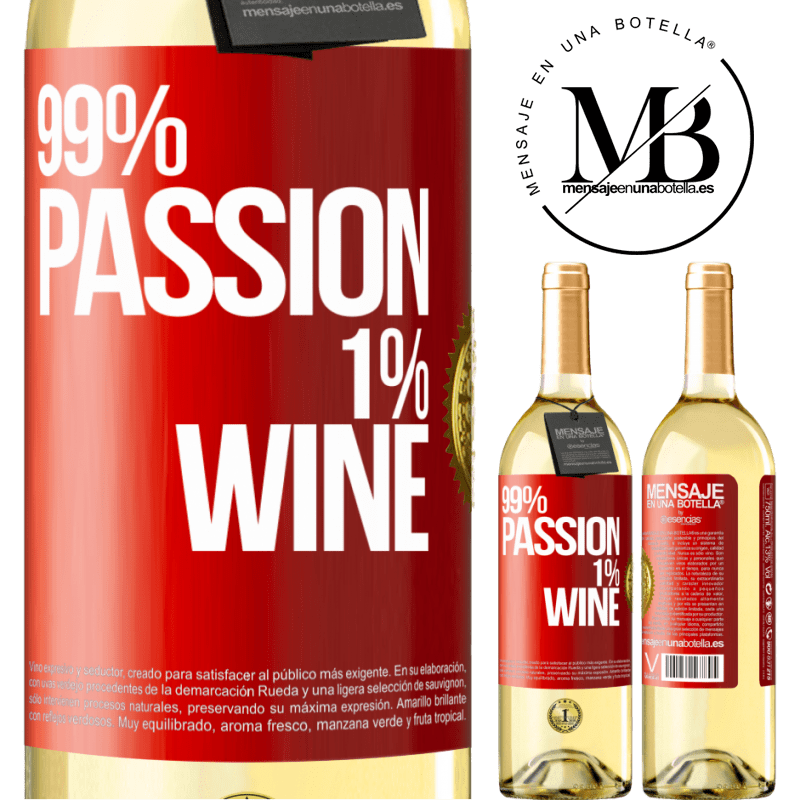 29,95 € Kostenloser Versand | Weißwein WHITE Ausgabe 99% passion, 1% wine Rote Markierung. Anpassbares Etikett Junger Wein Ernte 2023 Verdejo