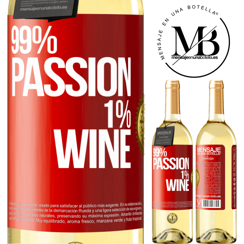 29,95 € Spedizione Gratuita | Vino bianco Edizione WHITE 99% passion, 1% wine Etichetta Rossa. Etichetta personalizzabile Vino giovane Raccogliere 2023 Verdejo