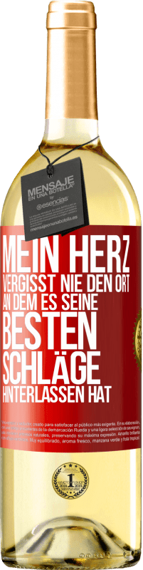 29,95 € | Weißwein WHITE Ausgabe Mein Herz vergisst nie den Ort, an dem es seine besten Schläge hinterlassen hat Rote Markierung. Anpassbares Etikett Junger Wein Ernte 2023 Verdejo