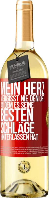 29,95 € | Weißwein WHITE Ausgabe Mein Herz vergisst nie den Ort, an dem es seine besten Schläge hinterlassen hat Rote Markierung. Anpassbares Etikett Junger Wein Ernte 2025 Verdejo