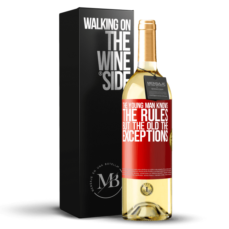 29,95 € Free Shipping | White Wine WHITE Edition The young man knows the rules, but the old the exceptions Red Label. Customizable label Young wine Harvest 2024 Verdejo