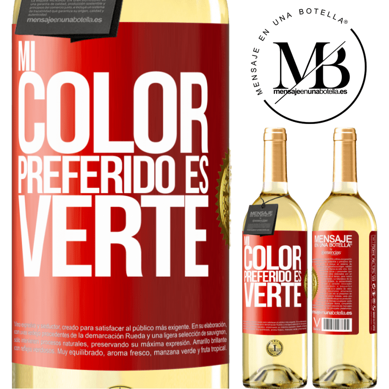 29,95 € Envoi gratuit | Vin blanc Édition WHITE Mi color preferido es: verte Étiquette Rouge. Étiquette personnalisable Vin jeune Récolte 2022 Verdejo