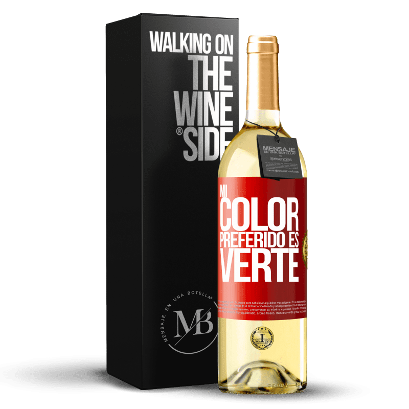 29,95 € Envío gratis | Vino Blanco Edición WHITE Mi color preferido es: verte Etiqueta Roja. Etiqueta personalizable Vino joven Cosecha 2023 Verdejo