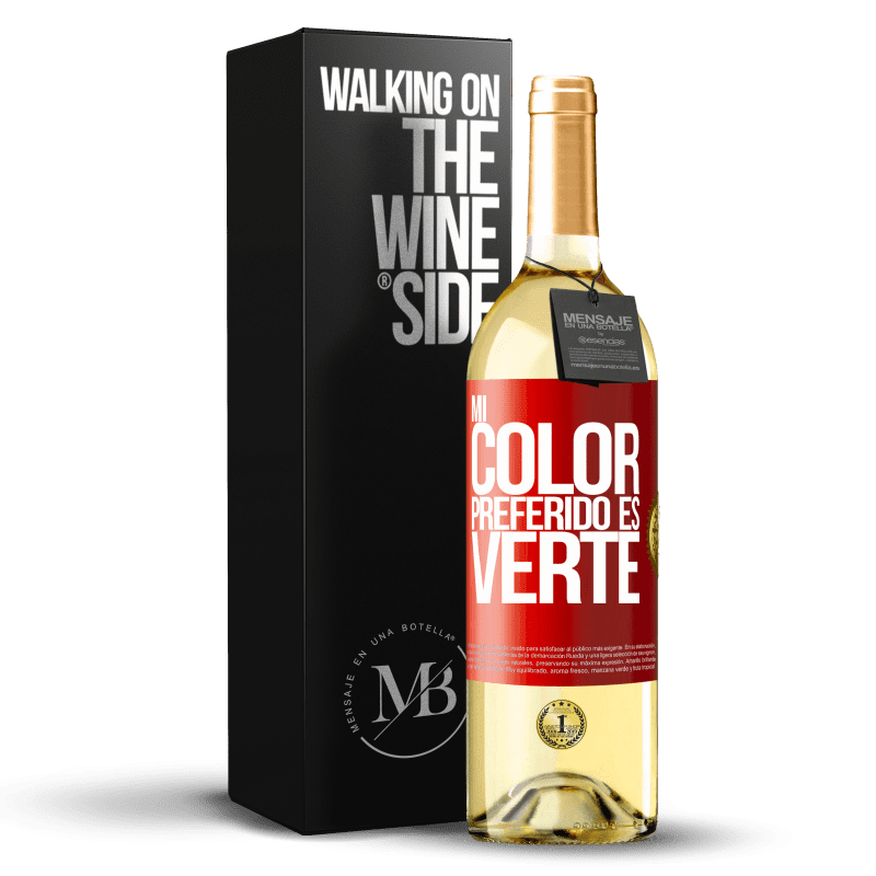 29,95 € Envío gratis | Vino Blanco Edición WHITE Mi color preferido es: verte Etiqueta Roja. Etiqueta personalizable Vino joven Cosecha 2025 Verdejo