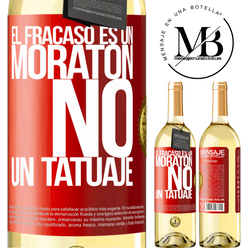 29,95 € Envío gratis | Vino Blanco Edición WHITE El fracaso es un moratón, no un tatuaje Etiqueta Roja. Etiqueta personalizable Vino joven Cosecha 2024 Verdejo