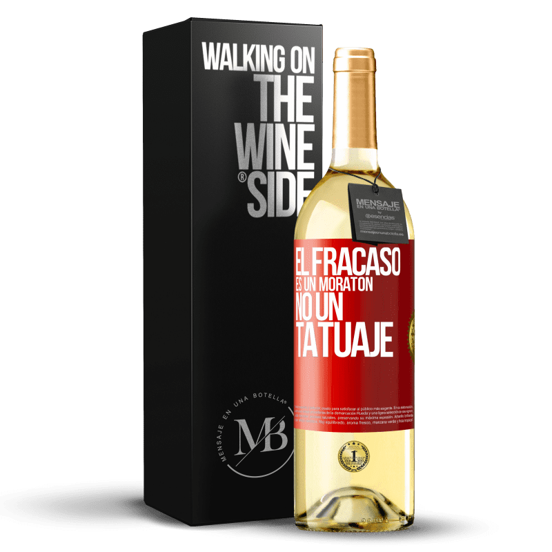 29,95 € Envío gratis | Vino Blanco Edición WHITE El fracaso es un moratón, no un tatuaje Etiqueta Roja. Etiqueta personalizable Vino joven Cosecha 2024 Verdejo