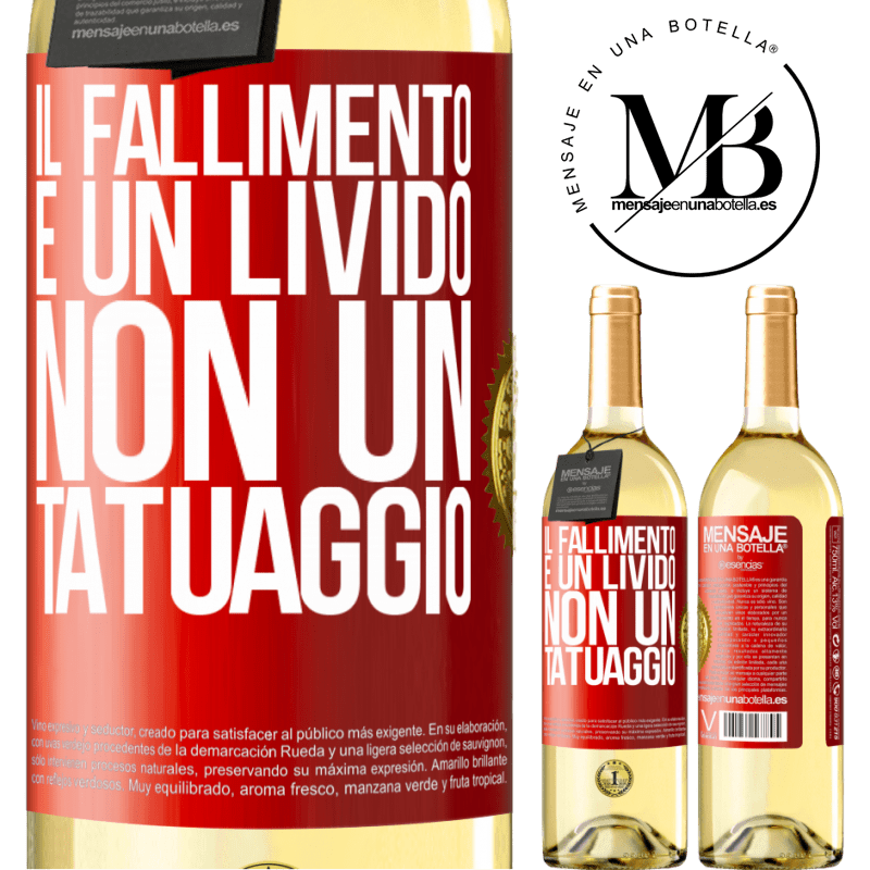 29,95 € Spedizione Gratuita | Vino bianco Edizione WHITE Il fallimento è un livido, non un tatuaggio Etichetta Rossa. Etichetta personalizzabile Vino giovane Raccogliere 2023 Verdejo