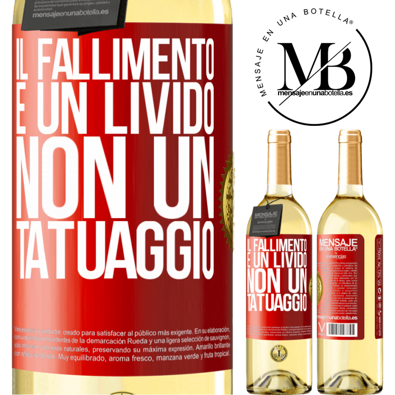 29,95 € Spedizione Gratuita | Vino bianco Edizione WHITE Il fallimento è un livido, non un tatuaggio Etichetta Rossa. Etichetta personalizzabile Vino giovane Raccogliere 2025 Verdejo