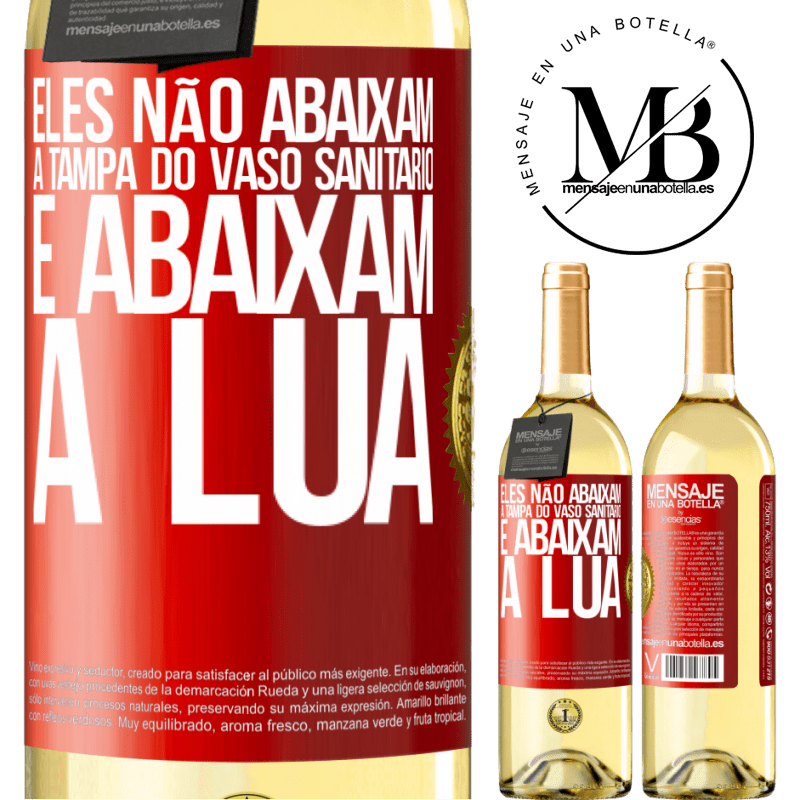 29,95 € Envio grátis | Vinho branco Edição WHITE Eles não abaixam a tampa do vaso sanitário e abaixam a lua Etiqueta Vermelha. Etiqueta personalizável Vinho jovem Colheita 2024 Verdejo