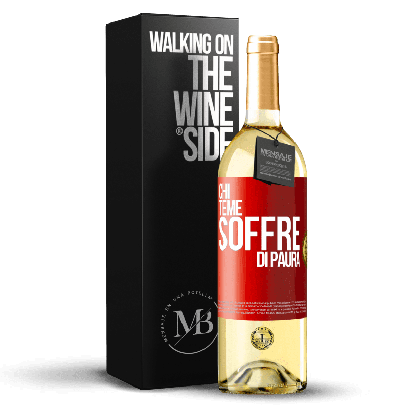 29,95 € Spedizione Gratuita | Vino bianco Edizione WHITE Chi teme, soffre di paura Etichetta Rossa. Etichetta personalizzabile Vino giovane Raccogliere 2024 Verdejo