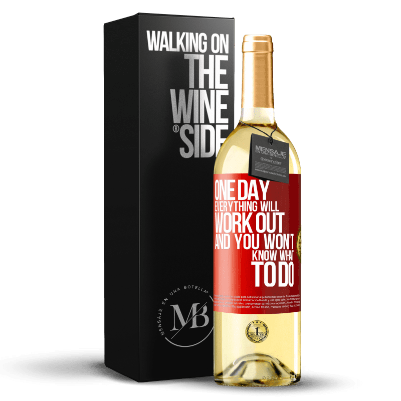 29,95 € Free Shipping | White Wine WHITE Edition One day everything will work out and you won't know what to do Red Label. Customizable label Young wine Harvest 2024 Verdejo