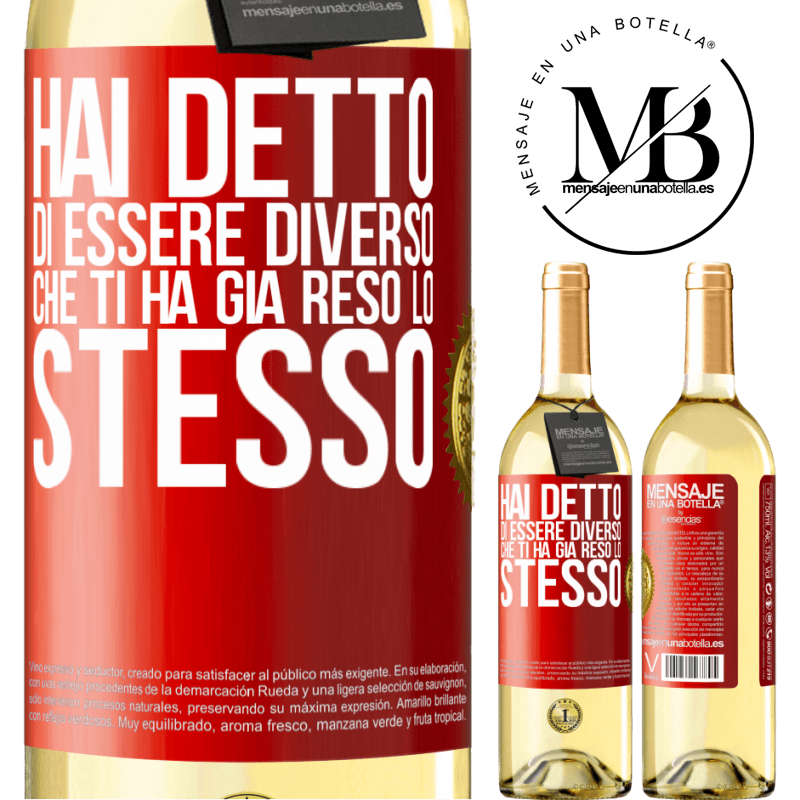 29,95 € Spedizione Gratuita | Vino bianco Edizione WHITE Hai detto di essere diverso, che ti ha già reso lo stesso Etichetta Rossa. Etichetta personalizzabile Vino giovane Raccogliere 2024 Verdejo