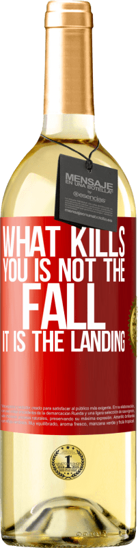 29,95 € Free Shipping | White Wine WHITE Edition What kills you is not the fall, it is the landing Red Label. Customizable label Young wine Harvest 2025 Verdejo